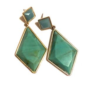 Francesca’s teal stone & gold trim earrings